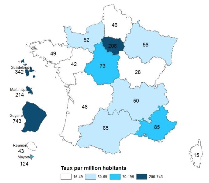 Taux de prévalence de l'infection VIH et du SIDA en France